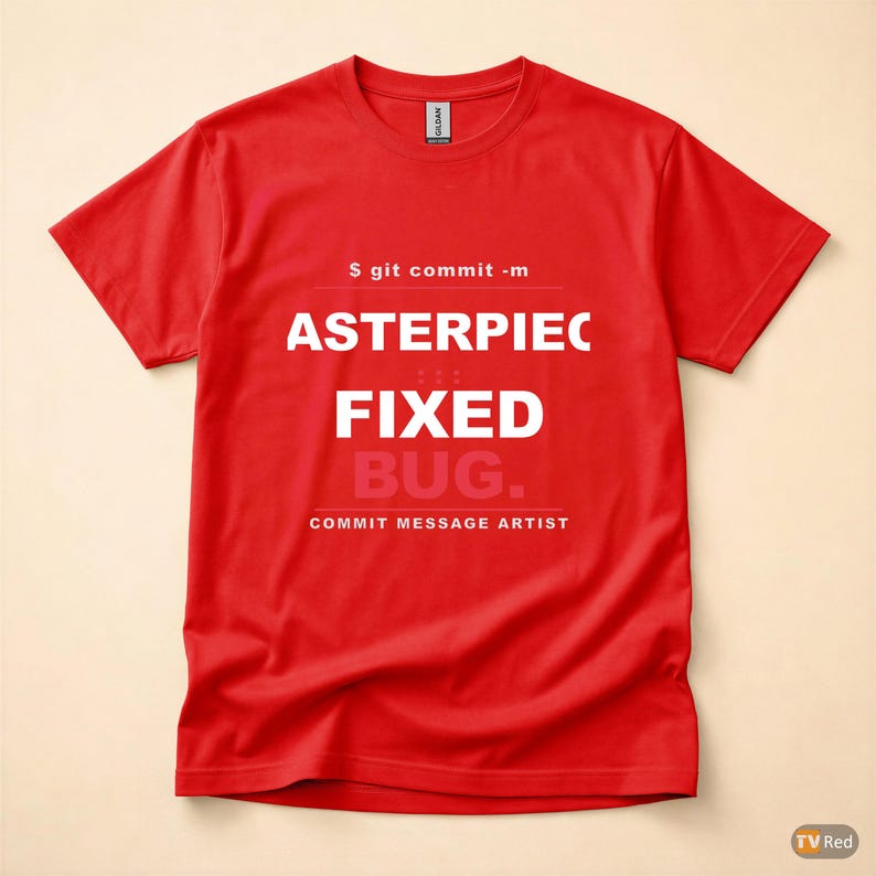Commit Message Artist / Developer Git / Programmer Typography T-Shirt Bild 5