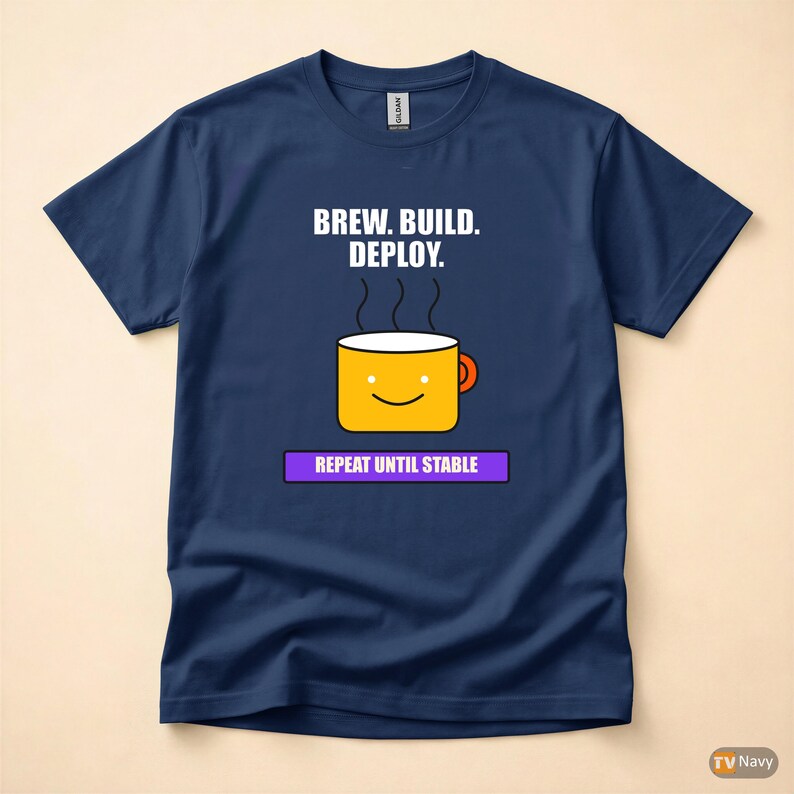 Brew Build Deploy / DevOps Developer / Coffee Programmer Tee / Coder Humor Shirt image 4