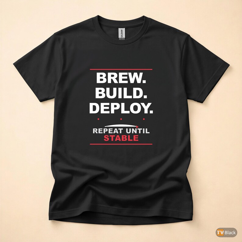 Brew Build Deploy / DevOps Developer / Coffee Programmer Tshirt image 1