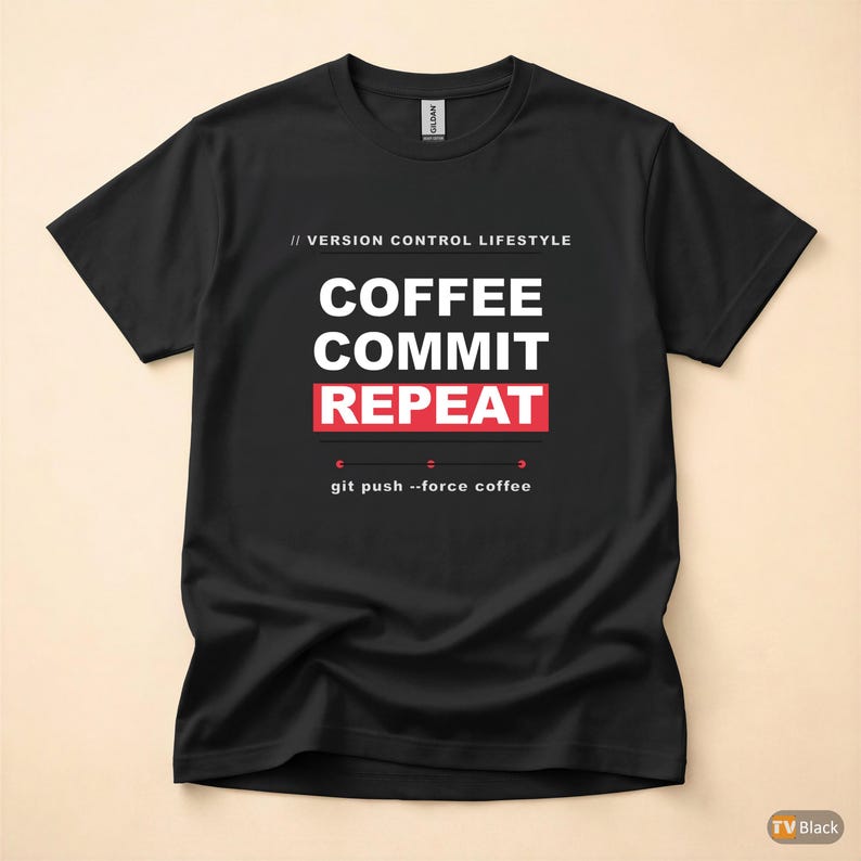 Coffee Commit Repeat / Developer T-Shirt / Programmer Git Humor / Coder Coffee Tee image 3