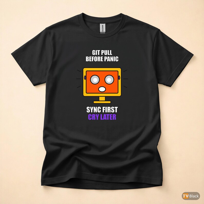 Faites un pull Git avant de paniquer / Humour de développeur / T-shirt pour codeur image 3