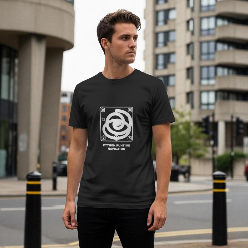 Koszulka dla programisty Python Runtime Navigator / Koszulka dla programisty / Koszulka z kodowaniem / Prezent dla programisty / Odzież dla inżyniera oprogramowania zdjęcie 1