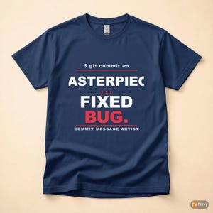 Commit Message Artist / Developer Git / Programmer Typography T-Shirt Bild 4