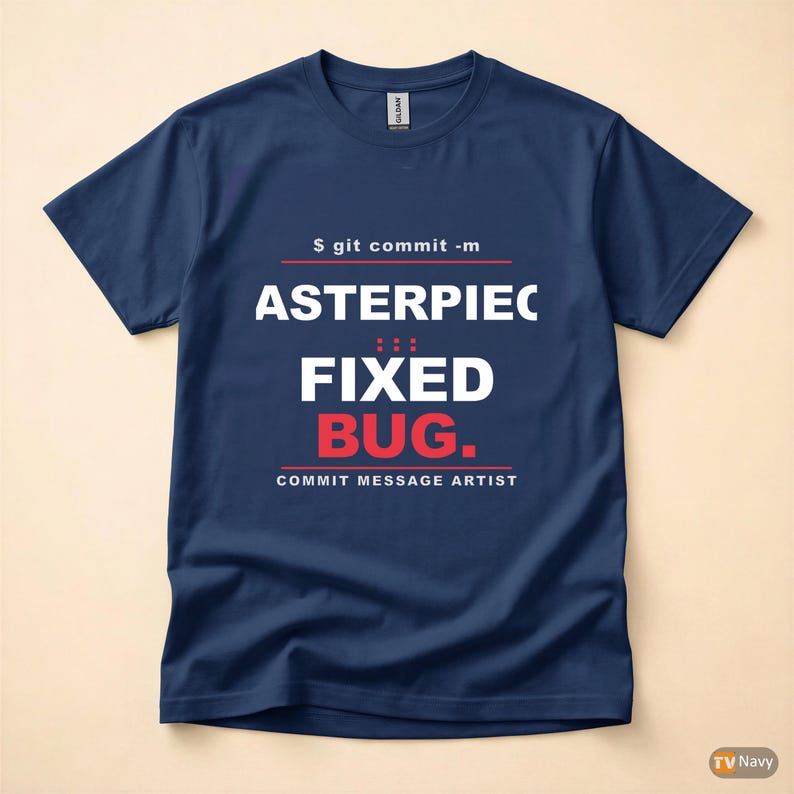 Commit Message Artist / Developer Git / Programmer Typography T-Shirt Bild 4