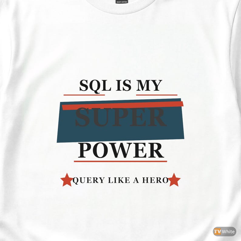 T-shirt pour développeur SQL / programmeur / T-shirt à typographie audacieuse / Cadeau pour codeur image 2