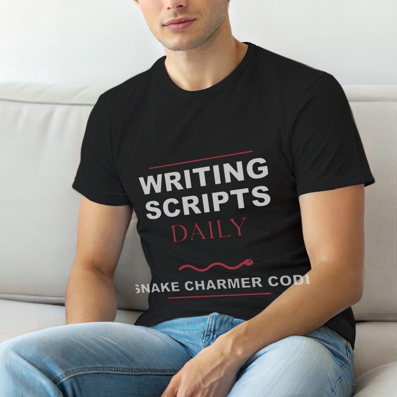 Snake Charmer Coder / Python Developer / Bold Typography T-Shirt image 1