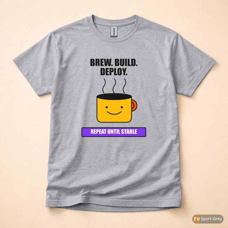 Brew Build Deploy / DevOps Developer / Coffee Programmer Tee / Coder Humor Shirt image 8