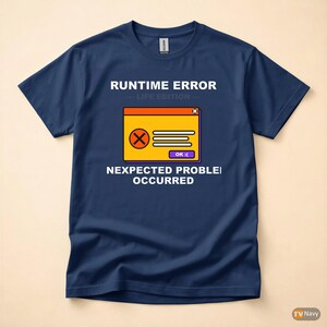 Runtime Error Life Edition / Developer Cartoon Tee / Programmer Humor T-Shirt afbeelding 4