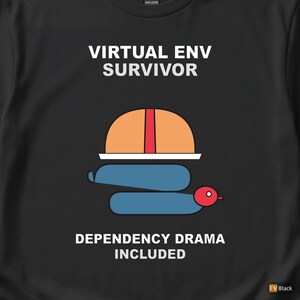 Virtual Env Survivor / Python Developer / Backend Coder / Programming Humor Tee afbeelding 2