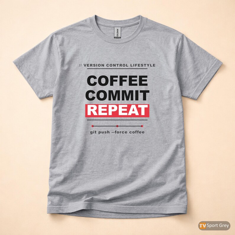 Coffee Commit Repeat / Developer T-Shirt / Programmer Git Humor / Coder Coffee Tee image 8