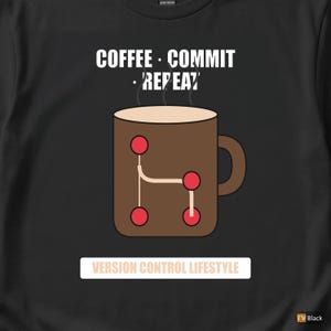 Coffee Commit Repeat / Developer T-Shirt / Programmer Humor Tee / Git Coffee Coder Gift image 2
