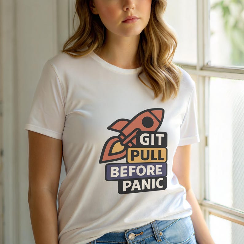 Git Pull Before Panic / Camiseta de programador Git / Camiseta de control de versiones / Camiseta Git Commit / Regalo para desarrolladores DevOps imagen 6