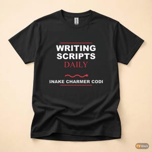 Snake Charmer Coder / Python Developer / Bold Typography T-Shirt image 3