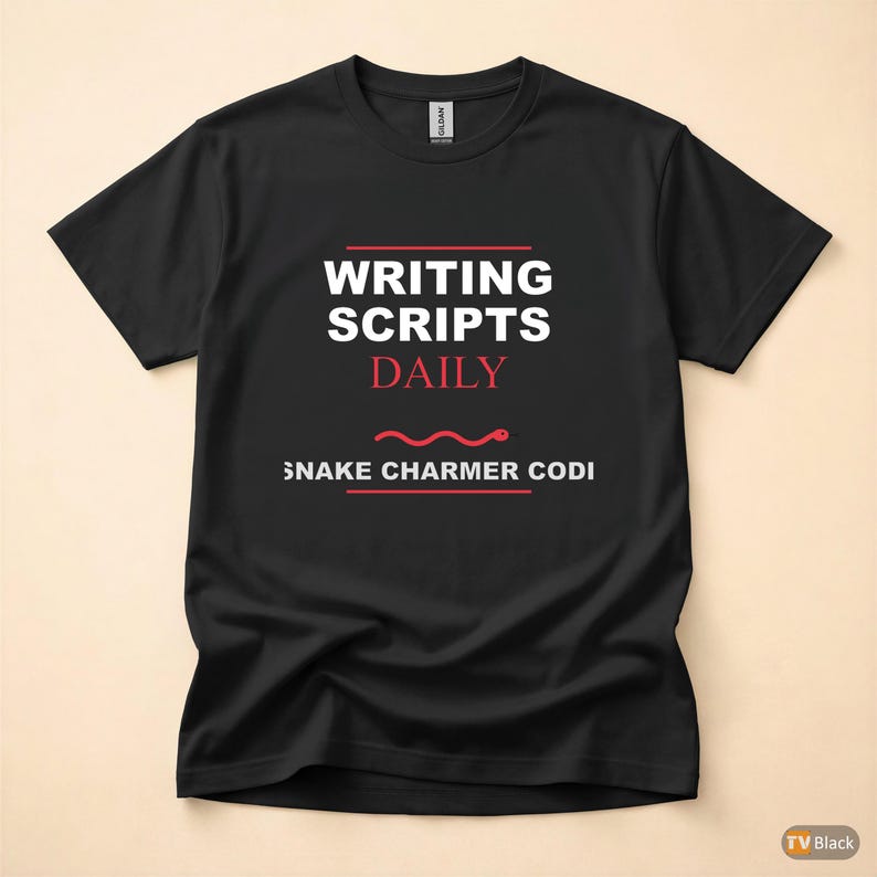 Snake Charmer Coder / Python Developer / Bold Typography T-Shirt image 3