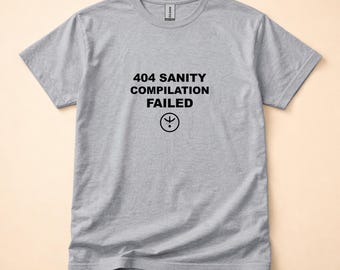 404 Kompilacja Sanity nie powiodła się / Koszulka z zabawnym kodem błędu / Koszulka dla programisty 404 / Prezent dla programisty stron internetowych / Koszulka z błędem kodowania