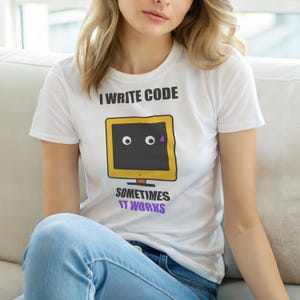 I Write Code / Programmer T-Shirt / Developer Cartoon Tee / Software Engineer Gift