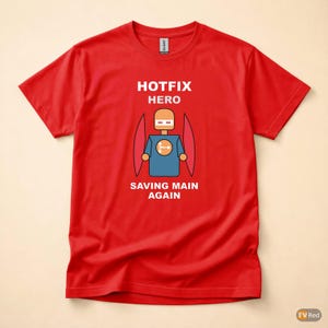 Hotfix Commit Hero / Git DevOps / Developer Programmer / Production Humor Tee image 5