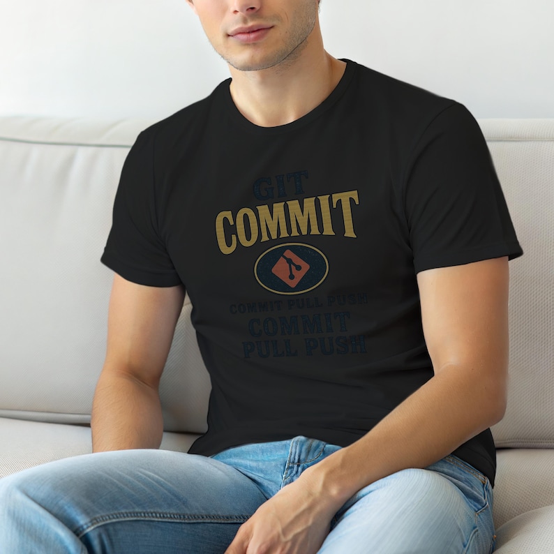 Git Commit Retro / Programmer Developer Coder Tee / Push To Main Survivor Shirt afbeelding 1