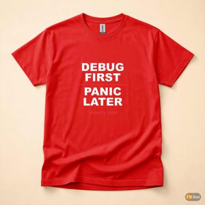 Debug First Panic Later / Developer T-Shirt / Programmer Humor Tee / Coder Gift image 5