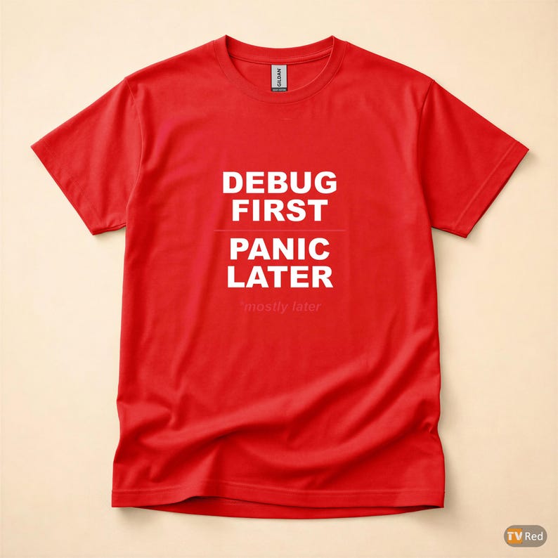 Debug First Panic Later / Developer T-Shirt / Programmer Humor Tee / Coder Gift image 5