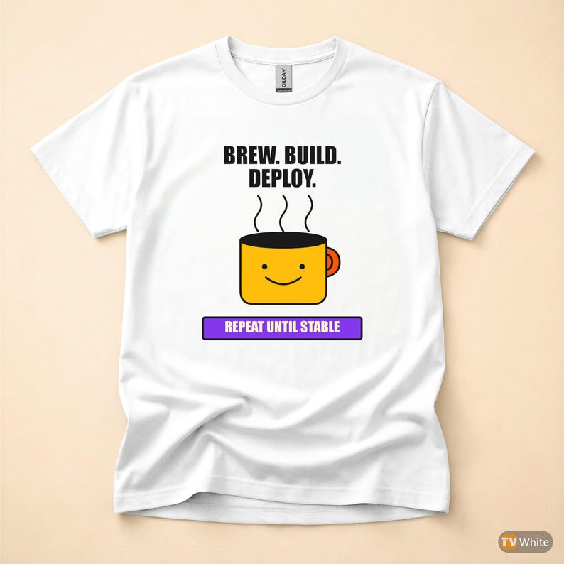 Brew Build Deploy / DevOps Developer / Coffee Programmer Tee / Coder Humor Shirt image 7