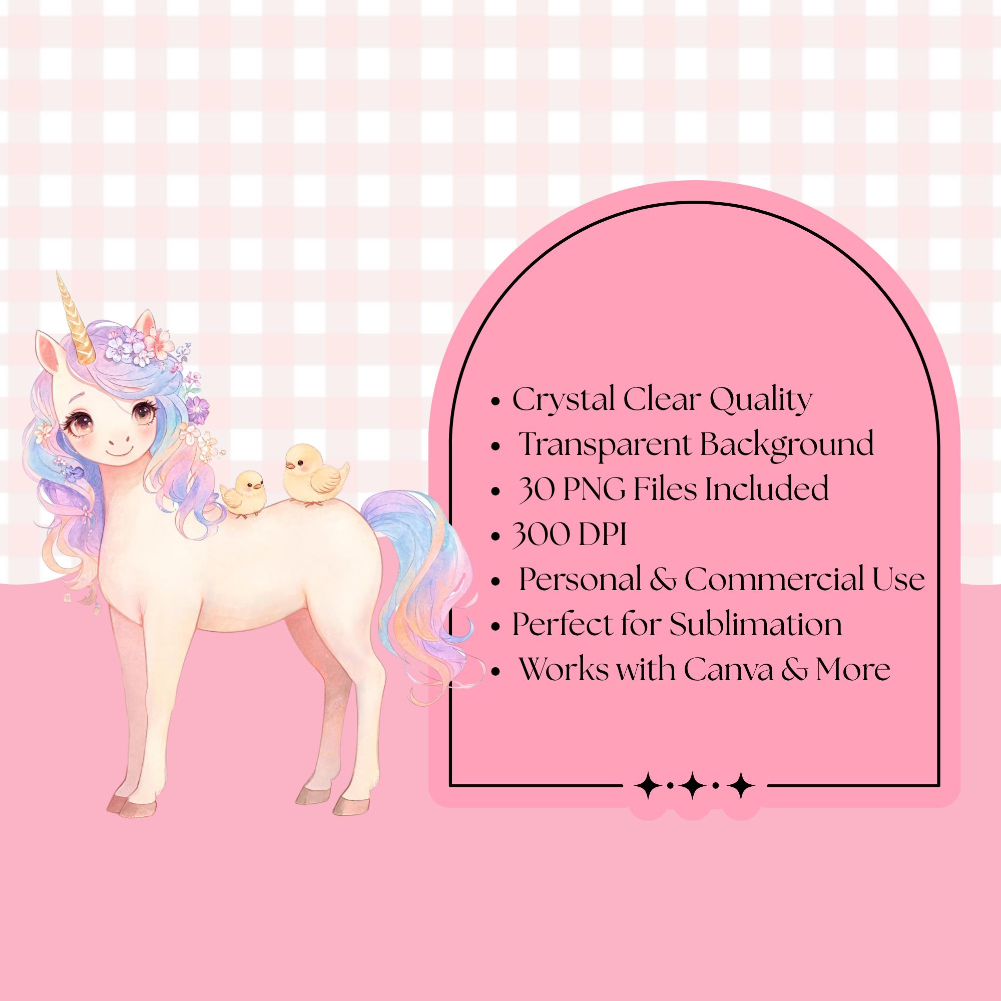 Watercolor Unicorn Clipart Bundle, Pastel Magical Fantasy Illustrations ...