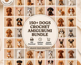 Virkmönster för realistiska hundar Samling Amigurumi Valpraser PDF Realistiska hundar DIY Presentidéer Nybörjarvänlig plyschleksak Hundleksaker DIY