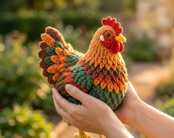 Realistic Amigurumi Rooster Crochet Hen Pattern PDF | Farmhouse Chubby Chicken | Crochet Rooster Toy Chicken Plushie Rooster Hen Pattern