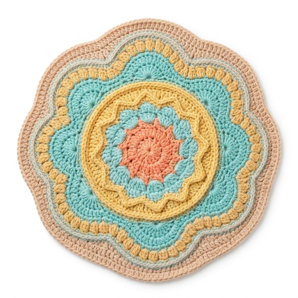 Mandala Rug Pattern Crochet Mandala Rug Pattern Boho Round Floor Mat for Nursery Decor ...