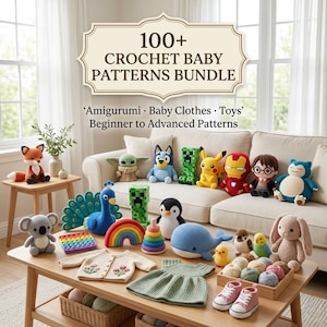 100+ Crochet Baby Pattern Bundle PDF | Amigurumi Baby Toy Pattern | Baby Clothes Crochet Pattern | Baby Shower Crochet Toys PDF