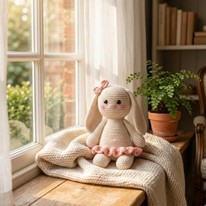 Virkmönster för bebiskanin, amigurumikanin, gosedjursleksak, boho barnrumsinredning för nyfödd flicka, babyshowerpresent, söt gör-det-själv-handledning för kanin