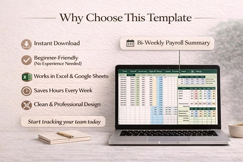 Employee Timesheet Payroll Tracker Excel Google Sheets Automated ...