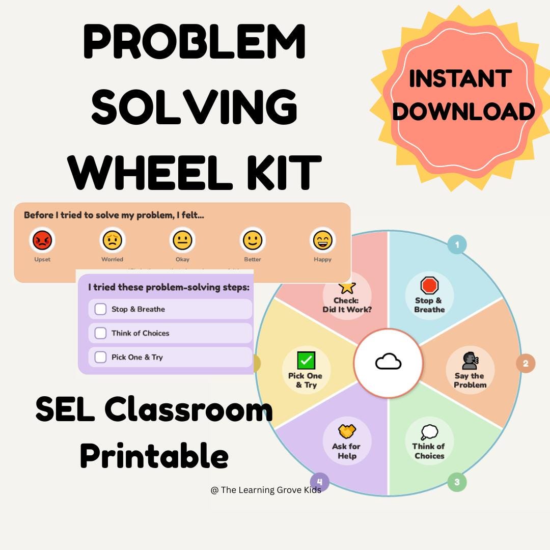 Problem Solving Wheel Printable | Conflict Resolution Chart for Kids ...