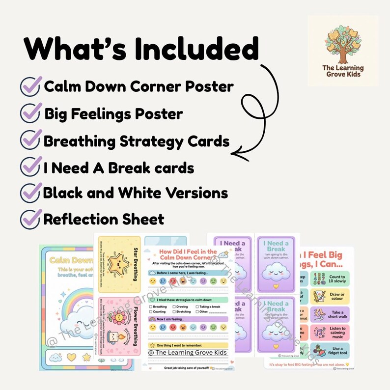 Calm Down Corner Kit Printable | Coping Skills Posters | Self ...