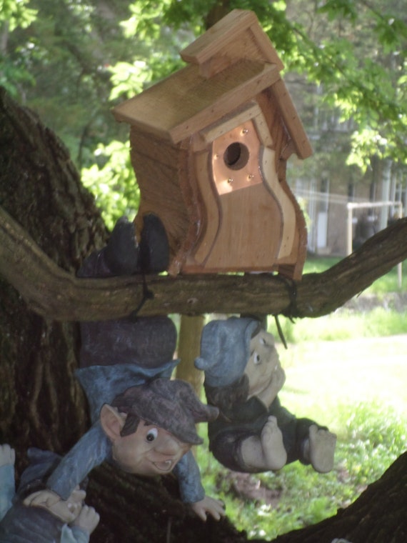 Cedar Bird House Wooden Wren House Natural Finish Outdoor Etsy