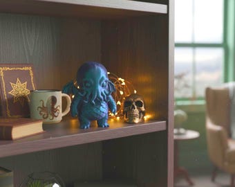 Chibi Cthulhu-figur, kosmiskt monster, Lovecraft-varelse, 3D-utskrivet samlarobjekt, fantasy-skrivbordsdekoration