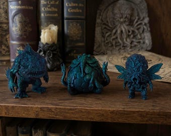 Lovecraft Chibi-figurer – 3D-utskrivet set med avgrundsvarelser, Mythos-monster