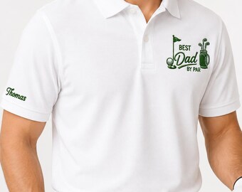 Polo ricamata "Best Dad By Par", maglietta da golf per papà, regalo per la festa del papà, maglietta da golf ricamata, regalo di compleanno per papà, maglietta per giocatore di golf