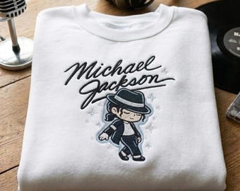 Felpa ricamata con il film di Michael Jackson, maglietta tributo al Re del Pop, regalo per gli appassionati di musica pop, regalo per la festa del papà