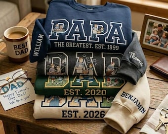 Embroidered Custom Dad Sweatshirt with Photo Inside Letters, Personalized Father's Day Gift, Embroidered Faceless Portrait Hoodie, Dad Gift
