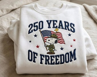 Felpa ricamata patriottica del 4 luglio con Snoop Dogg, maglietta per il 250° anniversario degli Stati Uniti, maglietta America 1776-2026 Giorno dell'Indipendenza USA