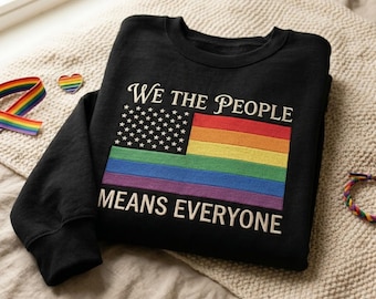 Embroidered "We the People" Pride Shirt, Rainbow American Flag Shirt, LGBTQ Equality Shirt, Patriotic Pride, 4th Of July