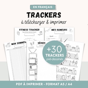 Monthly and yearly Bullet Journal trackers, printable in French | Downloadable PDF A4 A5