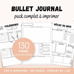 Complete Bullet Journal - in French - printable PDF A4 A5 | 2026 dated & undated planner - Trackers - Daily organization