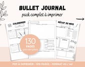 Bullet Journal imprimable PDF - en français - Agenda 2026 daté & non daté - Printable Planner A4 A5 - Trackers - Organisation quotidienne