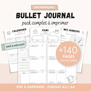 Bullet Journal stampabile in francese – Agenda 2026-2027 + senza date | Tracker | PDF A4 A5