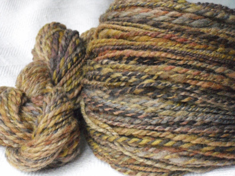 SALE Hand Spun Corriedale 2ply Earth 230 yards 110g 2 skeins Very Soft Aran image 4