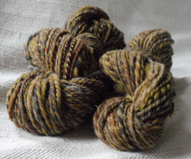 SALE Hand Spun Corriedale 2ply Earth 230 yards 110g 2 skeins Very Soft Aran image 2