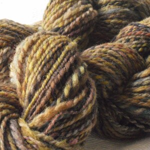 SALE Hand Spun Corriedale 2ply Earth 230 yards 110g 2 skeins Very Soft Aran image 1