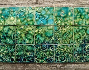 Handmade fossil tiles, jurassic splashback